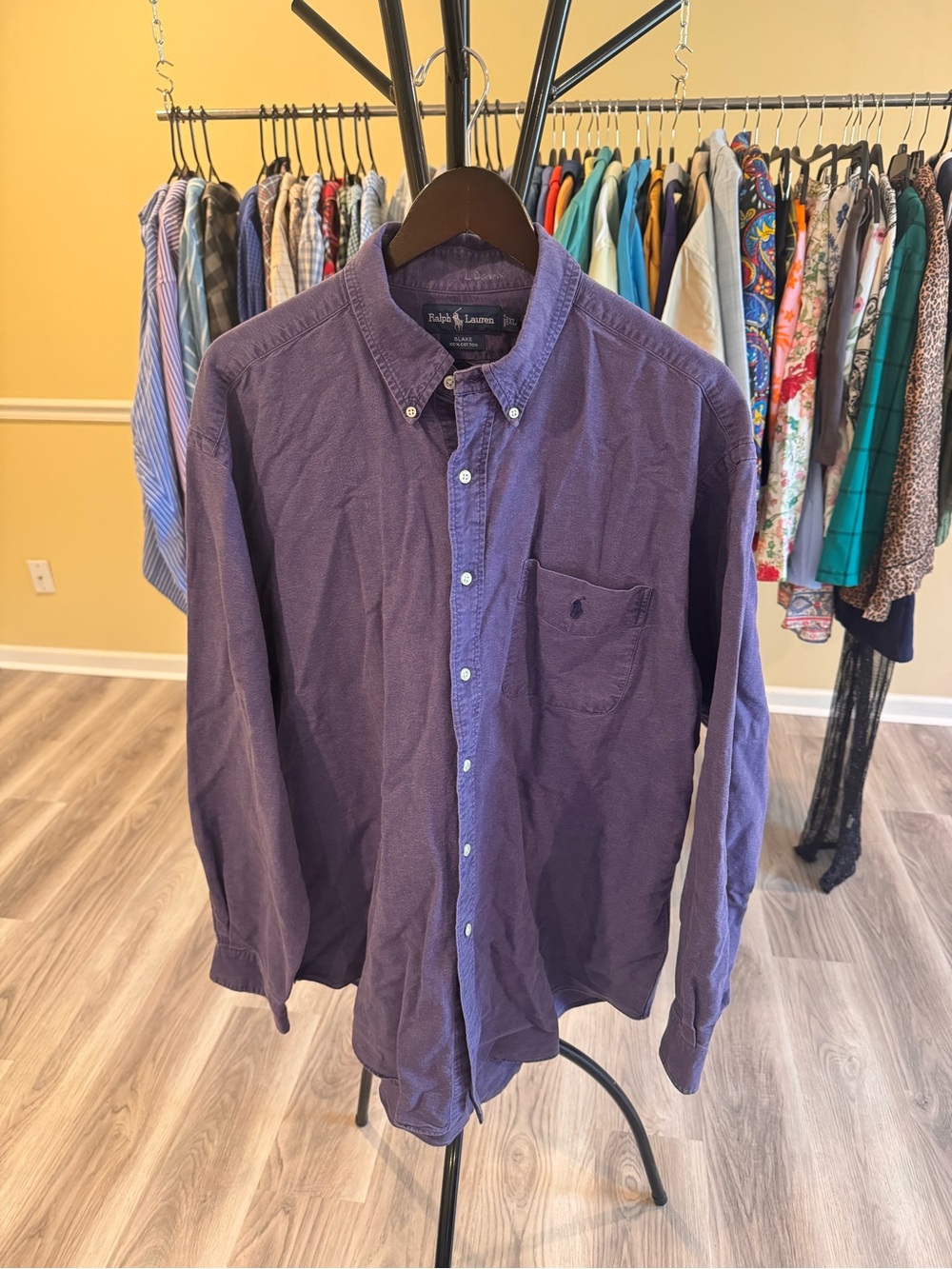 Ralph Lauren Men's Deep Purple Button-Down Oxford Shirt